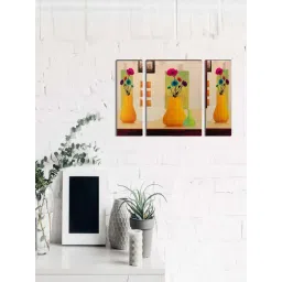 eCraftIndia 6MM MDF Set of 3 Botanical Floral Satin Matt Texture UV Art Painting-picture-22