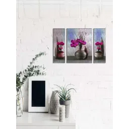 eCraftIndia 6MM MDF Set of 3 Botanical Floral Satin Matt Texture UV Art Painting-picture-45