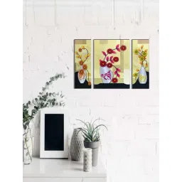 eCraftIndia 6MM MDF Set of 3 Botanical Floral Satin Matt Texture UV Art Painting-picture-30