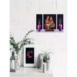 eCraftIndia 6MM MDF Set of 3 Radha Krishna Satin Matt Texture UV Art Painting-picture-25