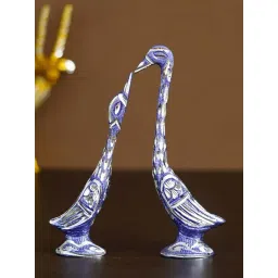 eCraftIndia 7 Inch Blue Kissing Swan Couple Handcrafted Decorative Figurine-picture-19