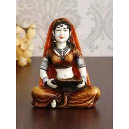 ecraftindia 7 Inch Rajasthani Lady Cleaning Grains Using Traditional Techniques Handcrafted Showpiece-picture-29