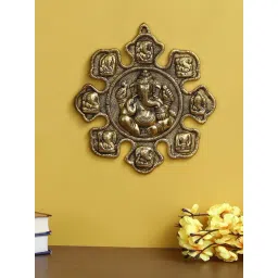 eCraftIndia 9 variants of Lord Ganesha Golden Metal Wall hanging-picture-33