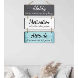 ecraftindia Ability Motivation Attitude Wooden Wall Hanging for Home Office-picture-13