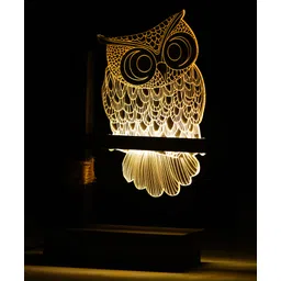 eCraftIndia Acrylic & Wooden Base Owl Bird On Tree Branch Design Decorated Table Night Lamp-picture-24