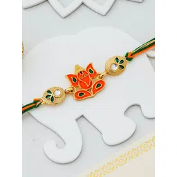 eCraftIndia Artfificial Stones Studded And Beaded Lord Ganesha Rakhi-picture-35