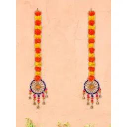 eCraftIndia Artificial Marigold Flowers Hangings with Bangles Ringing Bells (Pack of 2)-picture-37