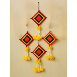 eCraftIndia Artificial Marigold Flowers with Colorful Woolen Kite Hangings  Pack of 4-picture-16