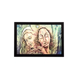 eCraftIndia Beige & Off-White Radha Krishna UV Wall Painting-picture-21