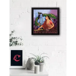 eCraftIndia Black & Blue Radha Krishna Satin Matt Texture UV Wall Art-picture-12
