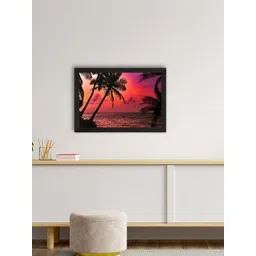 eCraftIndia Black & Orange Beach Sunrise View Satin Matte Texture UV Wall Painting-picture-10