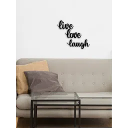 eCraftIndia Black Live Love Laugh Wood Cutout Wall Art Ready To Hang Home Decor-picture-14