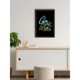 eCraftIndia Black "Love at first Bite" Quote Satin Matt Texture UV Art Painting-picture-29
