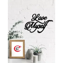 eCraftIndia Black Love Myself Ready to Hang Engineered Wood Wall Art Cutout-picture-27