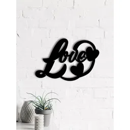 eCraftIndia Black Love with Hearts Engineered Wood Art Cutout Ready To Hang Home Decor-picture-19