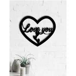eCraftIndia Black Love You with Hearts Engineered Wood Wall Hanging Decor-picture-18