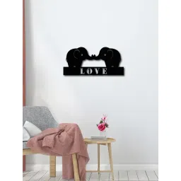 eCraftIndia Black MDF "Love Elephant" Wall Art Cutout-picture-34