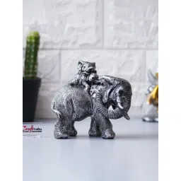 eCraftIndia Black Polyresin   Elephant Statue with Baby Elephant Showpiece-picture-33
