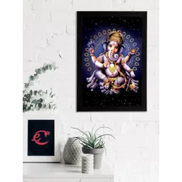 eCraftIndia Blue & Grey Lord Ganesha Satin Matt Textured UV Wall Painting-picture-22
