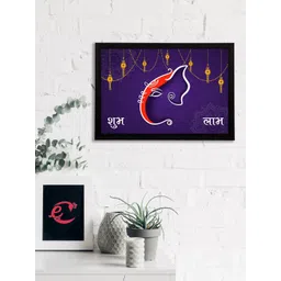 eCraftIndia Blue & Orange Lord Ganesha Satin Matt Textured UV Wall Painting-picture-37