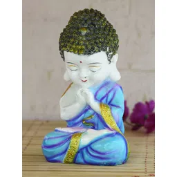 eCraftIndia Blue & White Handcrafted Praying Monk Buddha Showpiece-picture-37