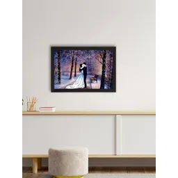 eCraftIndia Blue & White  Kissing Romantic Couple Artistic Valentine Matt Texture Painting-picture-18