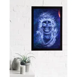 eCraftIndia Blue & White Lord Shiva Satin Matt Texture UV Wall Painting-picture-26