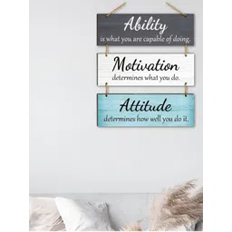 eCraftIndia Blue & White Printed Ability Motivation Wooden Wall Hangings-picture-27
