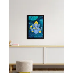 eCraftIndia Blue & Yellow Lord Ganesha Satin Matt Texture UV Wall Art-picture-22