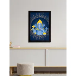 eCraftIndia Blue & Yellow Lord Ganesha Satin Matt Textured UV Wall Art-picture-24