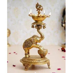 ecraftindia Brass Decorative Elephant Diya Stand-picture-15