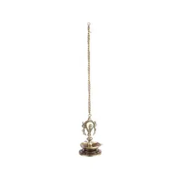 eCraftIndia Brass Hanging Shankh Oil Wick Diya - 17 Inch Chain-picture-32