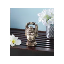 eCraftIndia Brass Standing Laughing Buddha Statue-picture-14