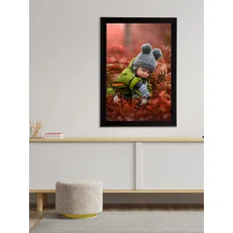 eCraftIndia Brown & Green Cute Baby Satin Matt Textured UV Wall Art-picture-10