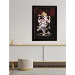eCraftIndia Brown and Grey Lord Ganesha Satin Matt Textured UV Art Painting-picture-39