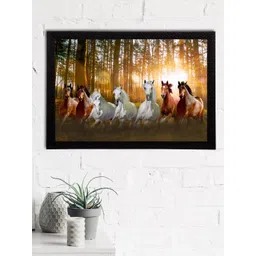 eCraftIndia Brown & White 7 Lucky Running Horses Satin Matt Textured UV Wall Art-picture-40