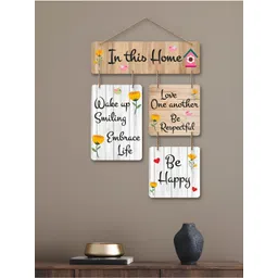 eCraftIndia Brown & White Printed Wooden Wall Hangings-picture-29