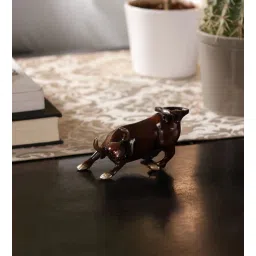 ecraftindia Brown Brass Charging Bull Figurine-picture-28