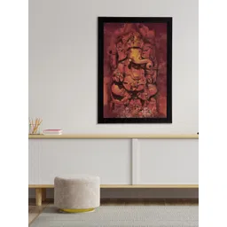 eCraftIndia Brown Lord Ganesha Satin Matt Textured UV Wall Art-picture-11