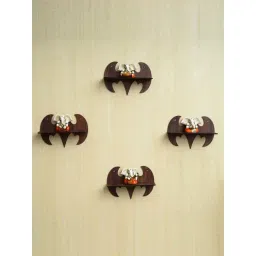 eCraftIndia Brown Wooden Batman Bird Shape Designer Wall Shelves - Set of 4-picture-44
