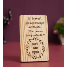 ecraftindia Brown Wooden To the world, you may be Bhaiya Bhabhi...To me, you are buddy And bestie!! Love you both Decorative Showpiece Gift-picture-20