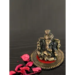 eCraftIndia Copper-Toned Metal Pagdi Lord Ganesha on Round Base-picture-13