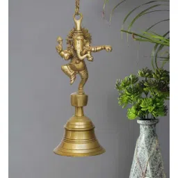 ecraftindia Dancing Ganesha Gold Brass Bell-picture-17