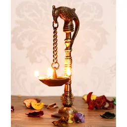 eCraftIndia Decorative Handcrafted Brass Parrot Showpiece Diya for 5 wicks with Stand-image-41