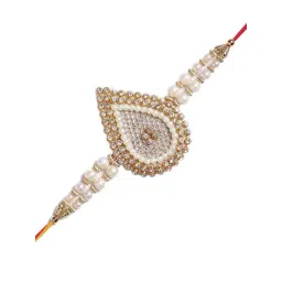 eCraftIndia Designer Stone & Pearl Rakhi with Roli Chawal, Best Wishes Greeting Card-picture-16