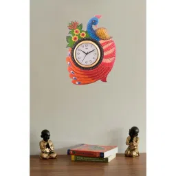 eCraftIndia Exotic and Stylish Colorful Peacock Wooden Handcrafted Wooden Wall Clock-picture-22