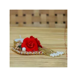 eCraftIndia Floral and Stone Work Design Handcrafted Tea Light Holder image 1