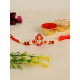eCraftIndia Ganesha Rakhi for Brother with Sibling Agreement & Roli Chawal Pack image 1