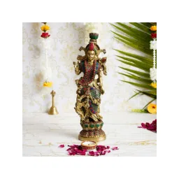 eCraftIndia Goddess Radha Handcrafted Brass Idol with Stone Work - 13.77 Inch Height-picture-26