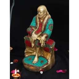 eCraftIndia Gold & Red Brass Sai Baba Handcrafted Idol-picture-44